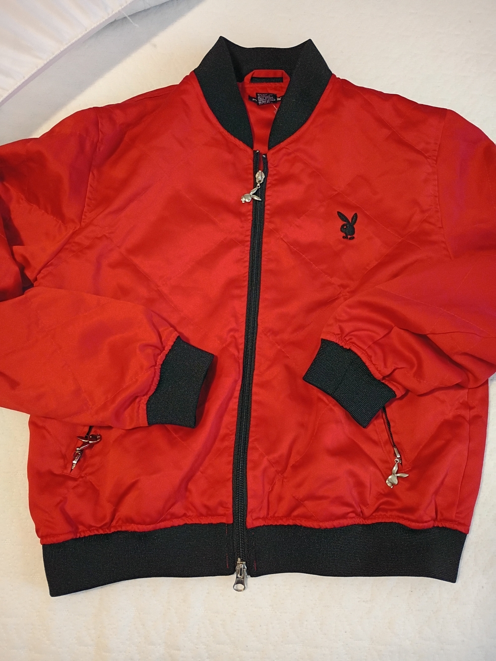 PLAYBOY Red Jacket with Black Trim and Bunny Logo~Unisex